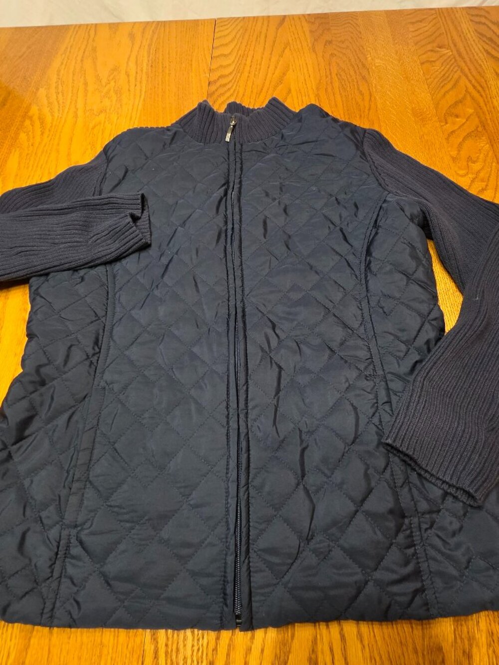 Croft & Barrow Petite Full Zip Long Sleeve Navy Jacket Women Size PL